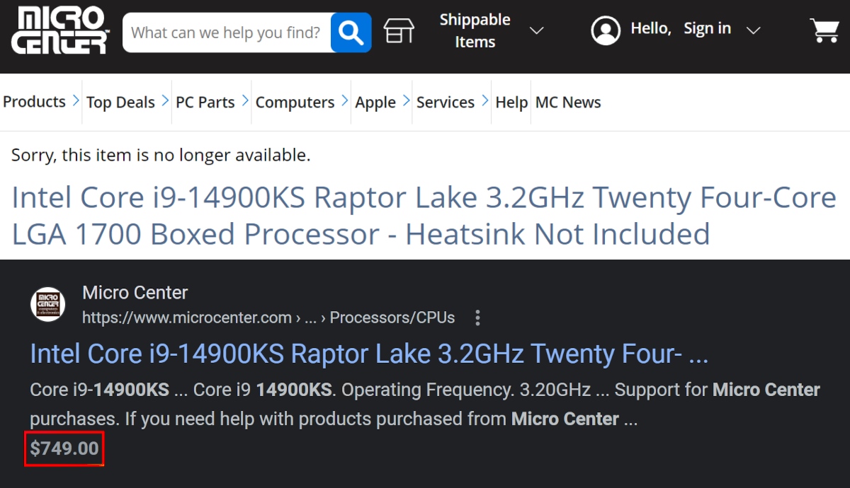 Precio del Intel Core i9-14900KS confirmado.  no será barato
