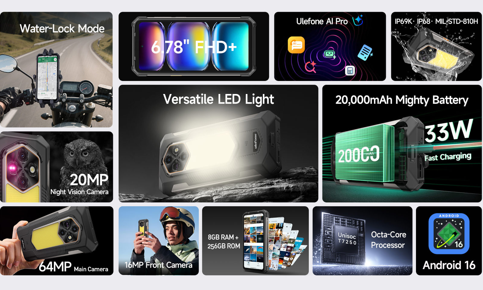 Ulefone con un nuevo vehículo blindado. 20.000 mAh, lámpara potente y buen precio