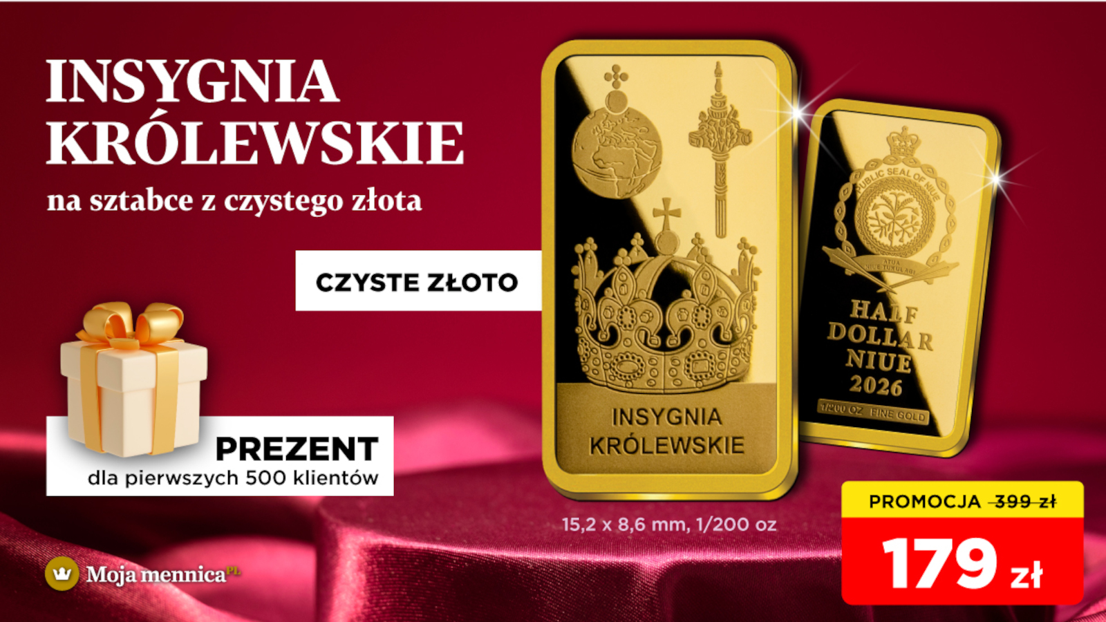 Insignia real polaca en una barra de oro puro por solo 179 PLN